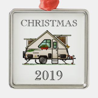 Ornamento De Metal Aliner Pop Up RV Happy Camper art