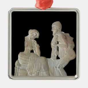 Ornamento De Metal Alivio que descreve Odysseus e Penélope