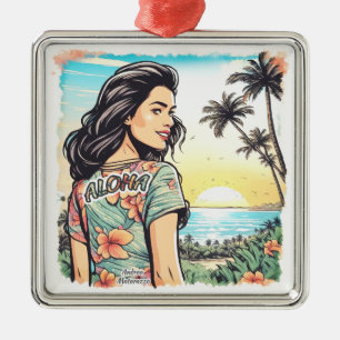 Ornamento De Metal Aloha Girl