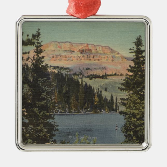 Ornamento De Metal Alojamento vermelho, TA - vista do lago Beartooth (Frente)