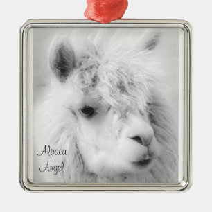 Ornamento De Metal Alpaca Angel White Alpaca Angel Ornament