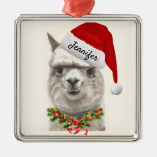 Ornamento De Metal Alpaca Smiles ADICIONAR NOME Llama Árvore de Nata