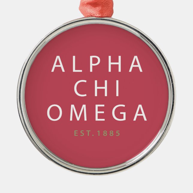 Ornamento De Metal Alpha Chi Omega | Fundada em 1885 (Frente)