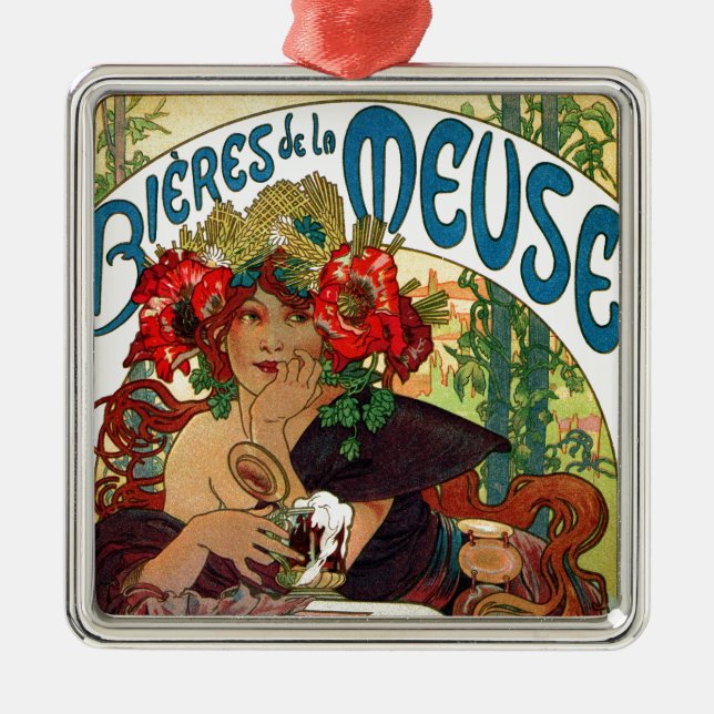 Ornamento De Metal Alphonse Mucha Bieres De La Meuse (Frente)