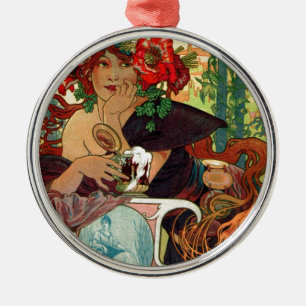 Ornamento De Metal Alphonse Mucha Bieres De La Meuse