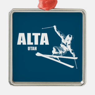 Ornamento De Metal Alta Utah Skier