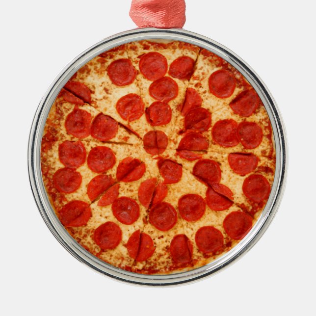 Ornamento De Metal amante de pizza clássica (Frente)