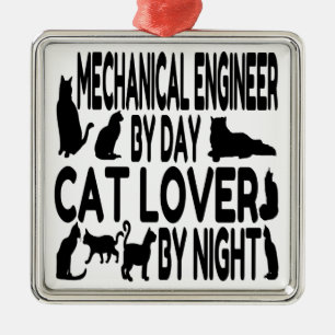 Ornamento De Metal Amante do gato do engenheiro mecânico