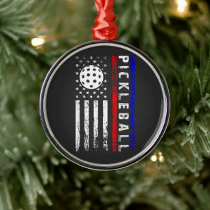 Ornamento De Metal Amantes de Pickleball Bandeira Americana 4 de Julh