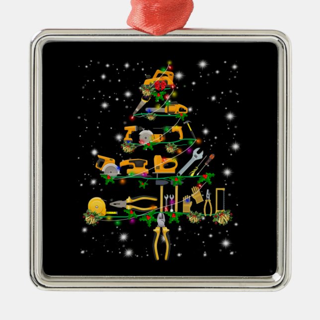 Ornamento De Metal Amantes Mecânicas| Árvore de Natal Mecânica (Frente)