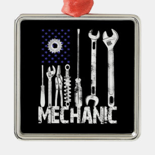 Ornamento De Metal Amantes Mecânicas  Mechanic USA Flag