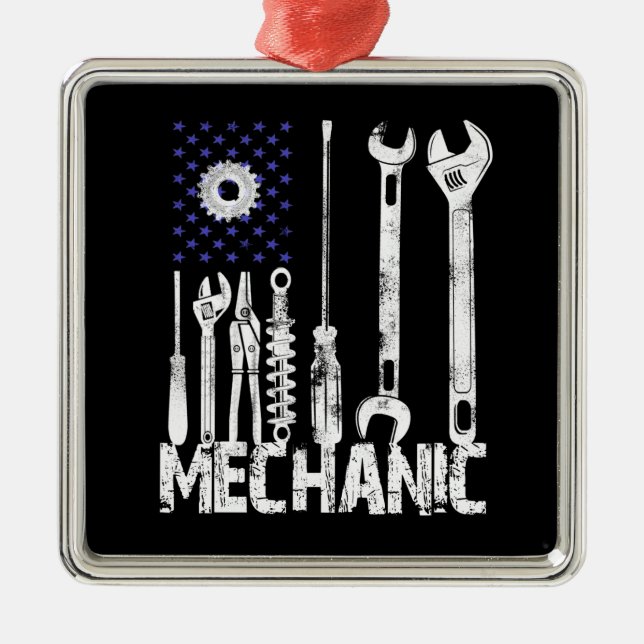 Ornamento De Metal Amantes Mecânicas| Mechanic USA Flag (Frente)