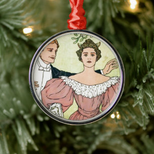 Ornamento De Metal Amantes sob o visco