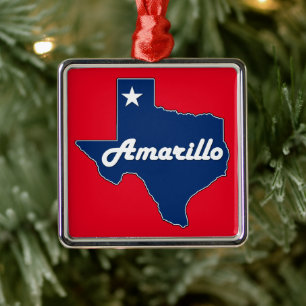 Ornamento De Metal Amarillo Texas Lone Star State Map Texan Christmas