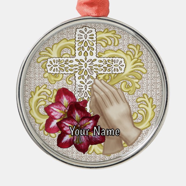 Ornamento De Metal Amaryllis Christian Cross (Frente)
