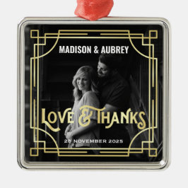 Ornamento De Metal Ame e Obrigados Art Deco Casamento Dourado Adicion