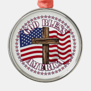 Ornamento De Metal América deus abençoe e Cruz com a bandeira dos EUA