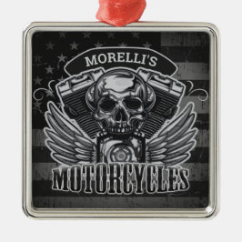Ornamento De Metal American Biker ADD NAME Skull V-Twin Motocicletas
