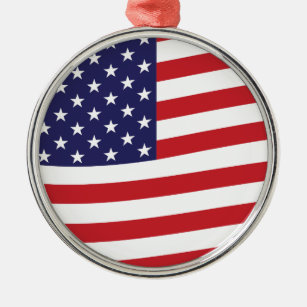 ORNAMENTO DE METAL AMERICAN FLAG WAVY USA BANNER PATRIOTIC PRAISE DEU