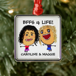 Ornamento De Metal Amigas Melhores Amigas BFFs Loira e Morena