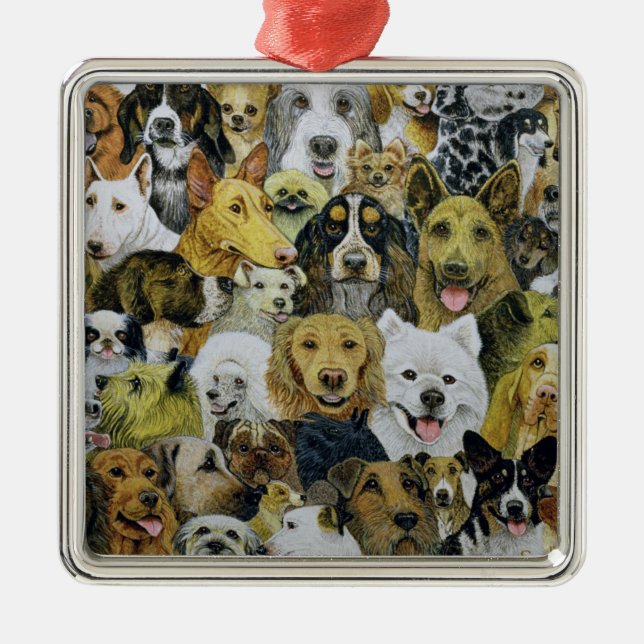 Ornamento De Metal Amigos do cão (Frente)