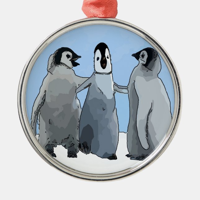Ornamento De Metal Amigos do pinguim (Frente)