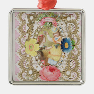 Ornamento De Metal Amizade, cartão dos namorados, c.1870 (litho o da