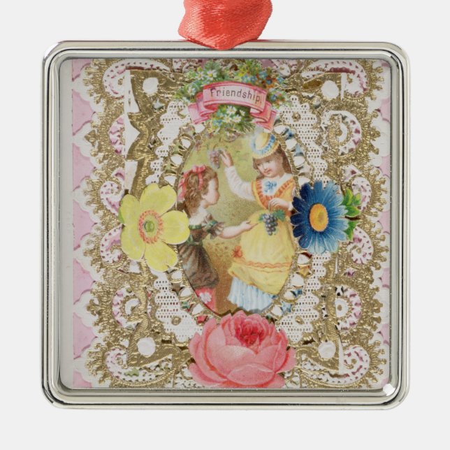 Ornamento De Metal Amizade, cartão dos namorados, c.1870 (litho o da (Frente)