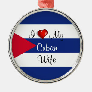 Ornamento De Metal Amo Minha Esposa Cubana - Bandeira de Cuba