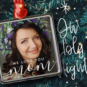 Ornamento De Metal Amo-Te Mãe Foto Clássica Moderna