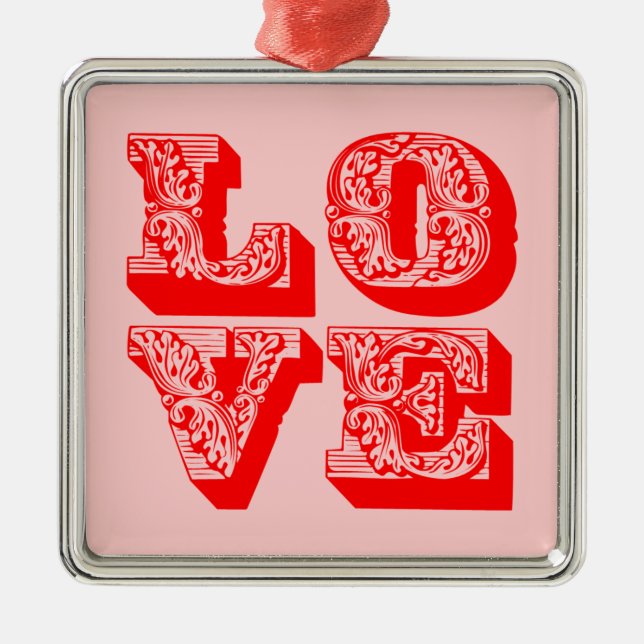 Ornamento De Metal AMOR ao quadrado (Frente)