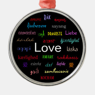 Ornamento De Metal Amor ao redor do mundo em preto