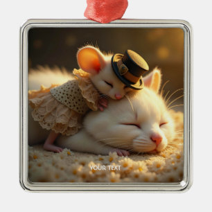 Ornamento De Metal Amor de Gato Fantasia e Bonito