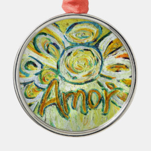Ornamento De Metal Amor Inspirational Word Ornament