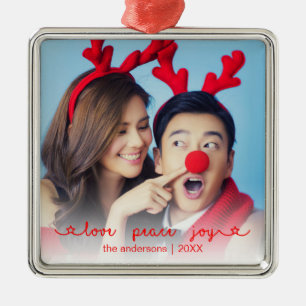 Ornamento De Metal Amor, Jogo da Paz Foto de Feliz Natal Vermelho