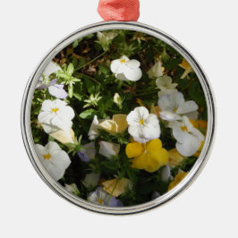 Ornamento De Metal Amor-Perfeito Branco e Amarelo