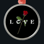 Ornamento De Metal Amor Rosa vermelha<br><div class="desc">Rosa vermelha Amor com ornamento premium.</div>