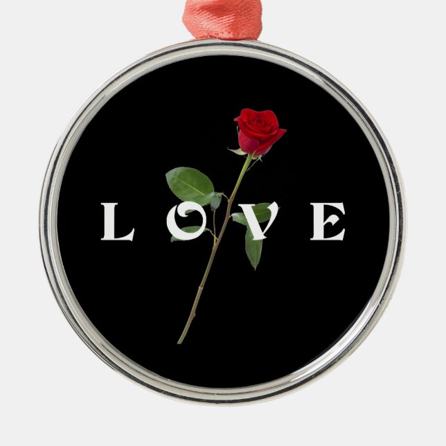 Ornamento De Metal Amor Rosa vermelha (Frente)