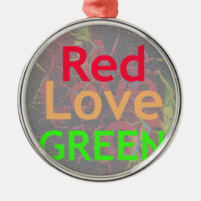 ORNAMENTO DE METAL AMOR VERDE OURO VERMELHO (Frente)