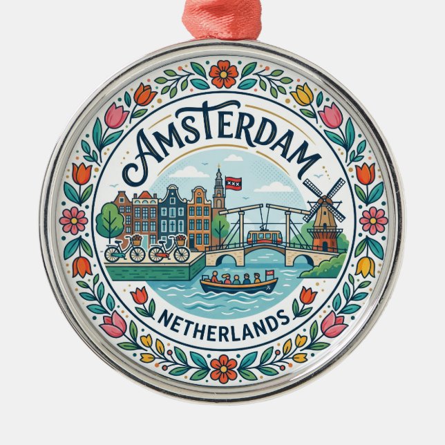 Ornamento De Metal Amsterdã Países Baixos (Frente)