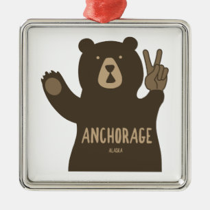Ornamento De Metal Anchorage Alaska Peace Bear
