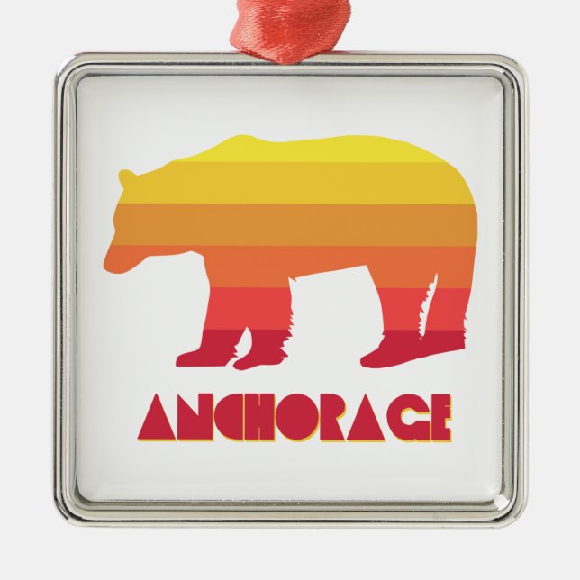 Ornamento De Metal Anchorage Alaska Rainbow Bear (Frente)