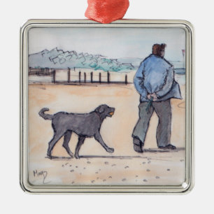 Ornamento De Metal andando o cão - 07