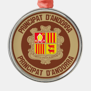 Ornamento De Metal Andorra Round Emblem