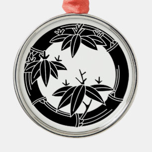 Ornamento De Metal Anel de bambu com folhas de bambu