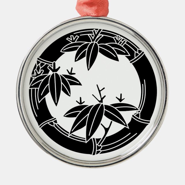 Ornamento De Metal Anel de bambu com folhas de bambu (Frente)