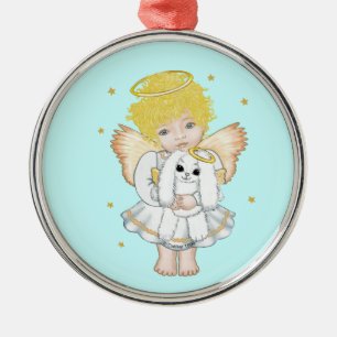Ornamento De Metal Angel e Bunny Ornament