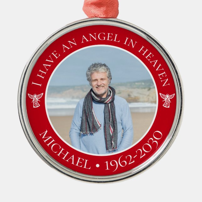 Ornamento De Metal Angel in Heaven Memorial Photo (Frente)