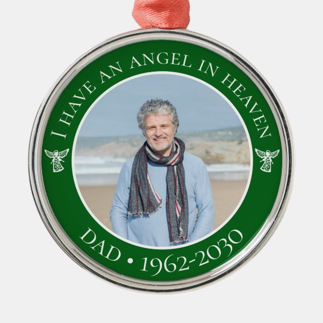 Ornamento De Metal Angel in Heaven Pai Memorial Photo (Frente)