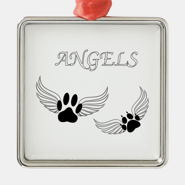 Ornamento De Metal Angel Pet Paws (Frente)